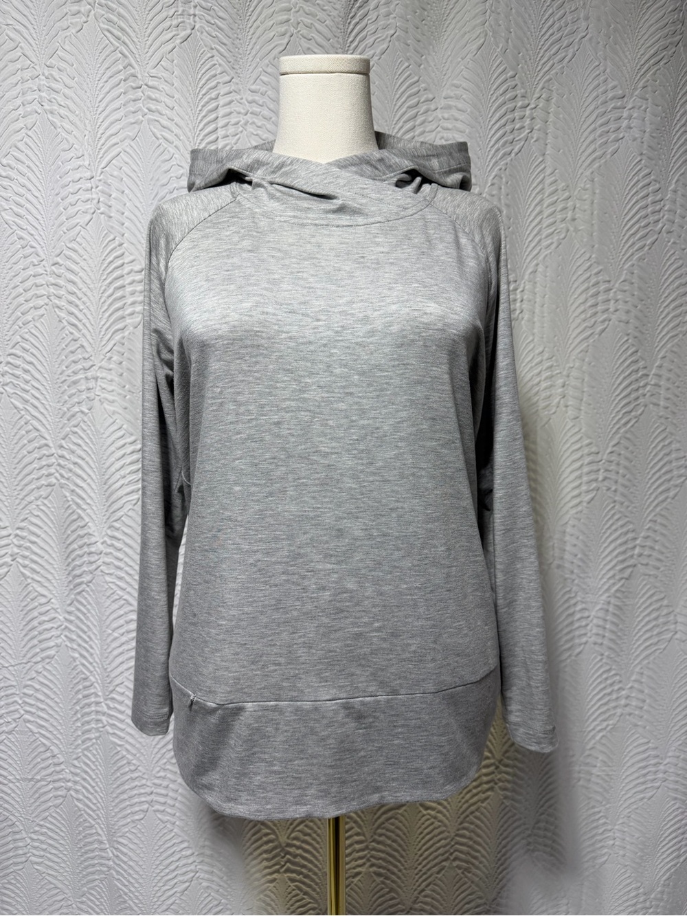 J. Jill Fit Light Gray Women's Active Hooded Top (Size LP)